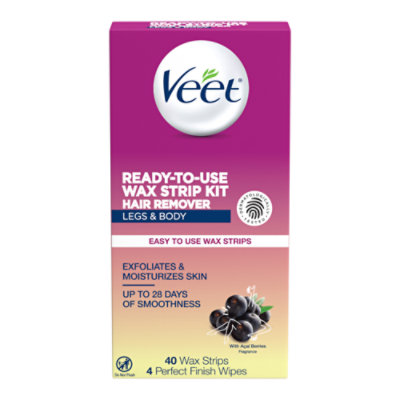VEET Hair Remover Wax Strip Kit Easy Gelwax Technology Sensitive Formula - 40 Count
