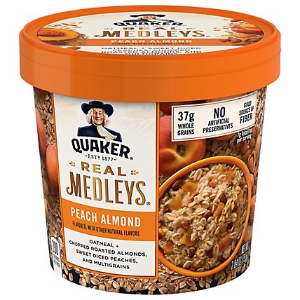 Real Medleys Oatmeal+ Peach Almond - 2.64 Oz - Image 1