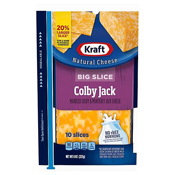 Kraft Natural Cheese Big Slice Colby Jack 10 Slices - 8 Oz