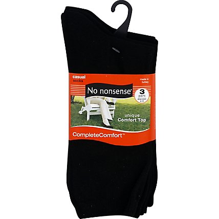 No nonsense Complete Comfort Socks Cotton Flat Knit Crew Size 4-10 - 3 Count - Image 2