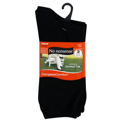 No Nonsense Casual Complete Comfort Socks, White, Size 4-10, 3 Ct