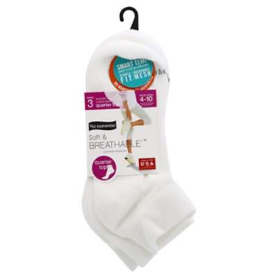 No Nonsence Soft & Breath Qtr Top White - 3 Pair - Image 1