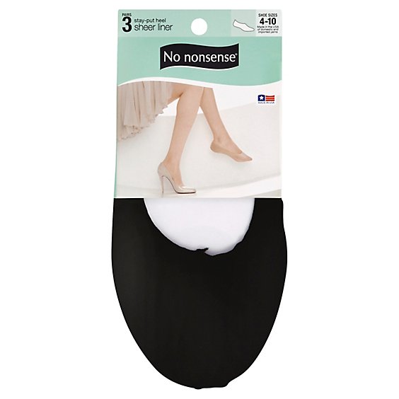 No Nonsence Shoe Nylon Sock Liner Black - 3 Pair