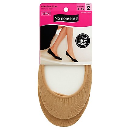 No Nonsense Nylons Ultra Low Liner Beige- 2 Pair - Image 1