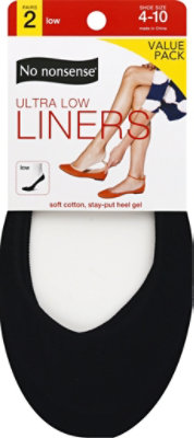 No Nonsense Nylons Ultra Low Liner Black - 2 Pair - Image 2