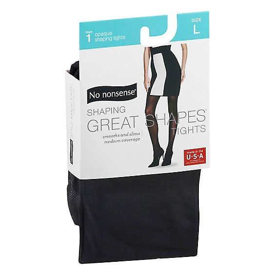 No Nonsense Great Shape Slky Opaque Tghts Black Large - 1 Pair