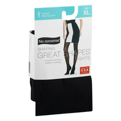 No nonsense Great Shapes All-over Shaper Black Tights Pantyhose MADE IN USA  Sz C