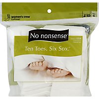 No nonsense Ten Toes Six Sox Socks Cushioned Womens Crew White Size 4-10 - 6 Count - Image 2