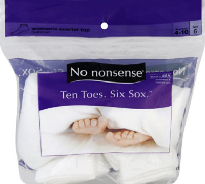 No nonsense Ten Toes Six Sox Socks Cushioned Womens Quarter Top White Size 4-10 - 6 Count - Image 2