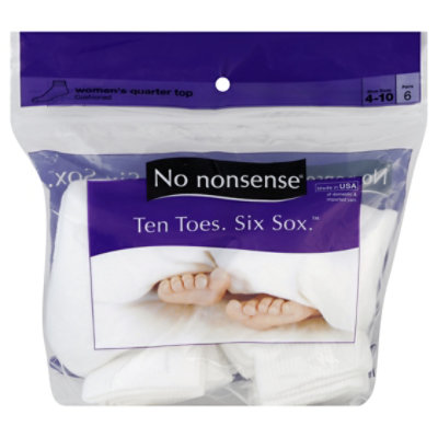 No nonsense Ten Toes Six Sox Socks Cushioned Womens Quarter Top White Size 4-10 - 6 Count