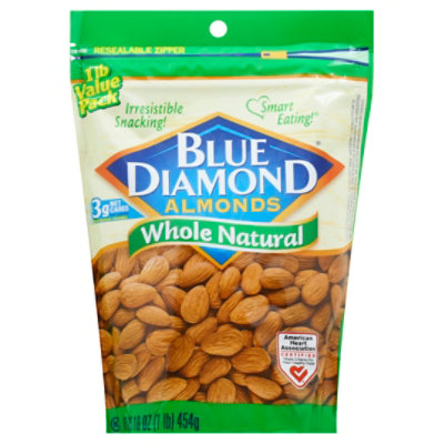Blue Diamond Almonds Whole Natural - 16 Oz