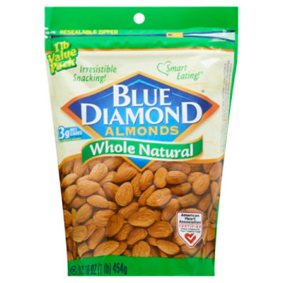 Blue Diamond Almonds Whole Natural - 16 Oz - Image 1