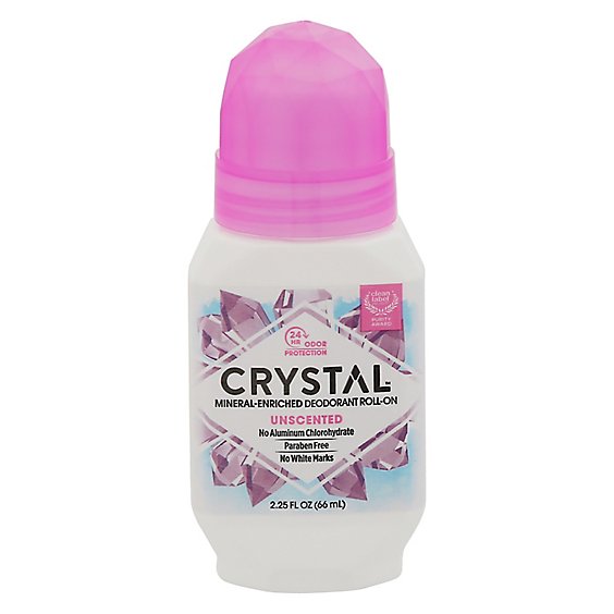 CRYSTAL Deodorant Roll On Mineral Unscented - 2.25 Fl. Oz.