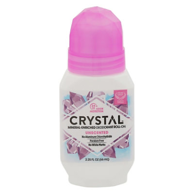 CRYSTAL Deodorant Roll On Mineral Unscented - 2.25 Fl. Oz.