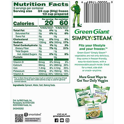 Green Giant Steamers Spinach Chopped - 9 Oz - Image 3