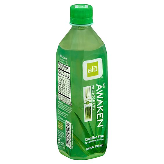 alo AWAKEN Aloe Vera Juice Drink Wheatgrass - 16.9 Fl. Oz.
