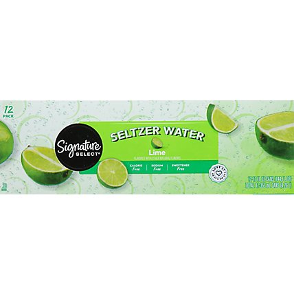 Signature SELECT Water Seltzer Lime Flavored - 12-12 Fl. Oz. - Image 3