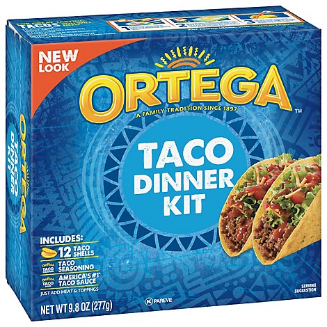 Ortega Taco Shells Dinner Kit With Seasonings & Sauce Box 12 Count - 10 Oz