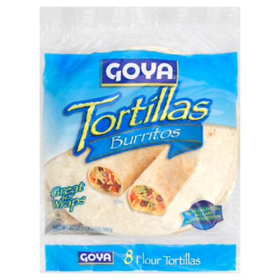 Goya Tortillas Flour Burritos Bag 8 Count - 20 Oz - Image 1