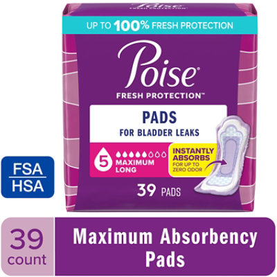 Poise Incontinence Pads 5 Drop Absorbency Incontinence Pads - 39 Count - Image 1