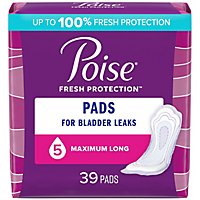 Poise Incontinence Long Pads for Women Maximum Absorbency - 39 Count - Image 1