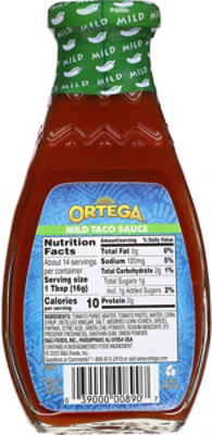 Ortega Taco Sauce Thick & Smooth Original Mild Bottle - 8 Oz - Image 6