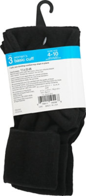 No nonsense Complete Comfort Socks Cotton Basic Cuff Black Size 4-10 - 3 Count - Image 4