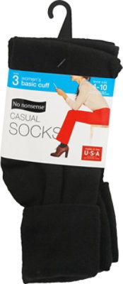 No nonsense Complete Comfort Socks Cotton Basic Cuff Black Size 4-10 - 3 Count - Image 2