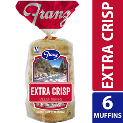 Franz English Muffins Extra Crisp 6 Count - 13 Oz - Carrs