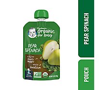 Gerber 2nd Foods Organic Pear Spinach Baby Food Pouch - 3.5 Oz