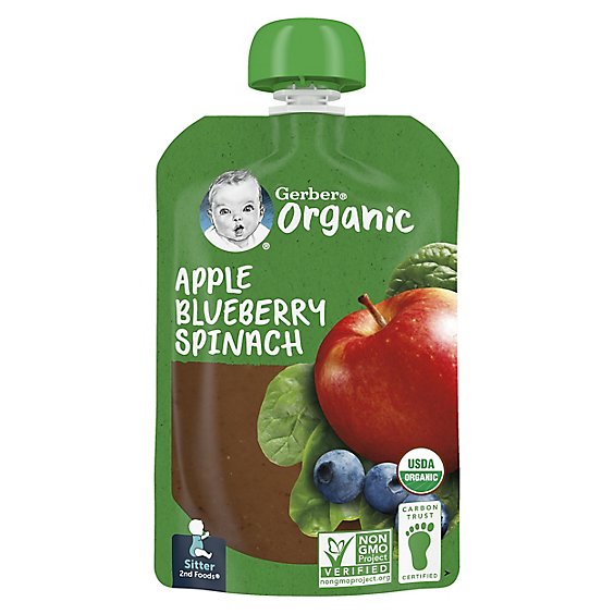 Gerber 2nd Foods Organic Apple Blueberry Spinach Baby Food Pouch - 3.5 Oz