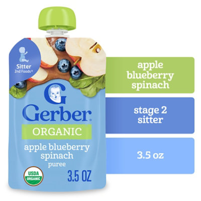 Gerber 2nd Foods Organic Apple Blueberry Spinach Baby Food Pouch - 3.5 Oz - Image 1