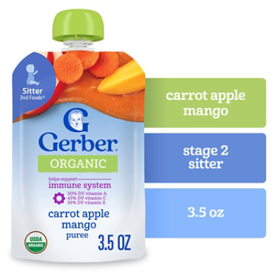 Gerber 2nd Foods Organic Carrot Apple Mango Baby Food Pouch - 3.5 Oz - Image 1