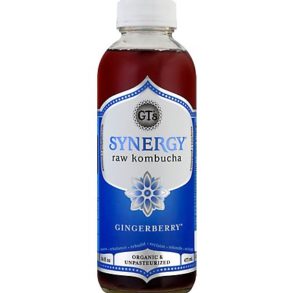 GT's Synergy Gingerberry Organic Kombucha- 16.2 Fl. Oz. - Image 2