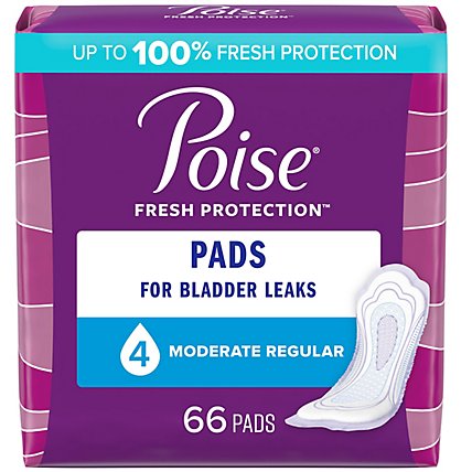 Poise Incontinence Pads for Women Moderate Absorbency - 66 Count - Image 1