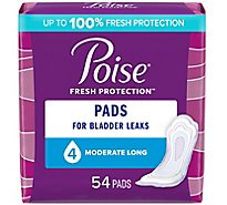 Poise Long Incontinence Pads for Women Moderate Absorbency - 54 Count