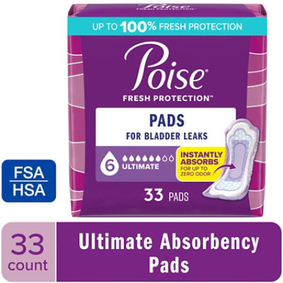 Poise Incontinence Pads 6 Drop Absorbency Incontinence Pads - 33 Count - Image 1