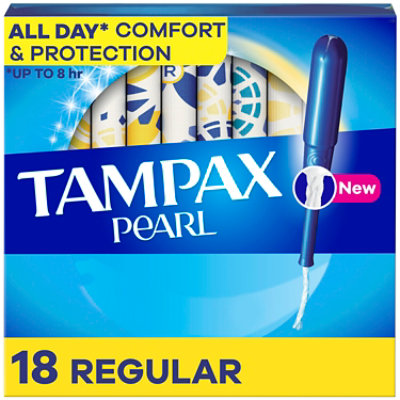 Tampax Pearl Braid Regular Absorbency Unscented Tampons with LeakGuard - 18 Count - Image 1