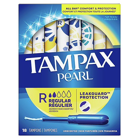 Tampax Pearl Braid Regular Absorbency Unscented Tampons with LeakGuard - 18 Count