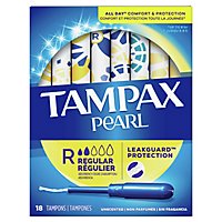 Tampax Pearl Braid Regular Absorbency Unscented Tampons with LeakGuard - 18 Count - Image 1
