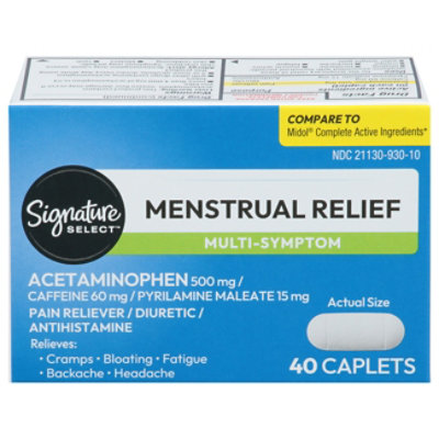 Signature Select/Care Menstrual Relief Acetaminophen 500mg Extra Strength Caplet - 40 Count - Image 2