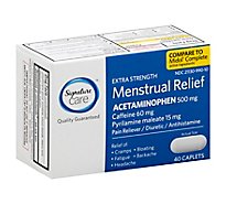 Signature Care Menstrual Relief Acetaminophen 500mg Extra Strength Caplet - 40 Count