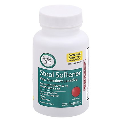 Signature Care Stool Softener Plus Stimulant Laxative Docusate Sodium 50mg Tablet - 200 Count - Image 3