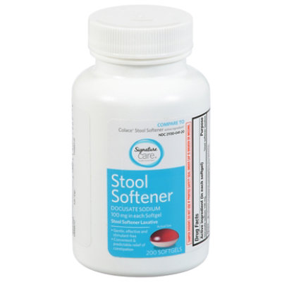 Signature Select/Care Stool Softener Laxative Docusate Sodium 100mg Softgel - 200 Count - Image 1