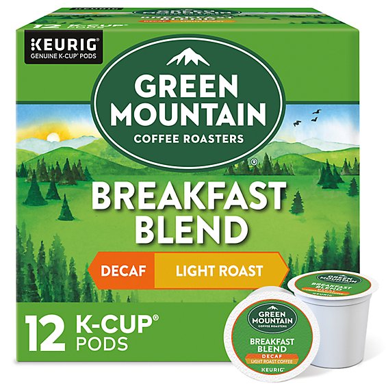 Green Mountain Coffee Coffee K-Cup Pods Light Roast Breakfast Blend Decaf - 12-0.31 Oz