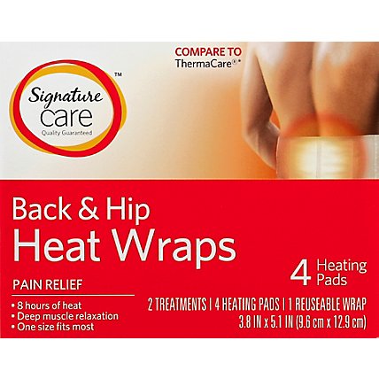 Signature Care Heat Wraps Pain Relief Back & Hip - 4 Count - Image 2