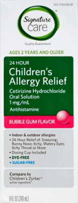 Signature Select/Care Allergy Relief Childrens Cetirizine Hydrochloride 1mg/1mL Bubble Gum - 8 Fl. Oz. - Image 2