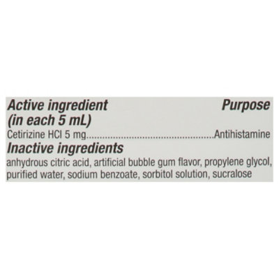 Signature Select/Care Allergy Relief Childrens Cetirizine Hydrochloride 1mg/1mL Bubble Gum - 8 Fl. Oz. - Image 3
