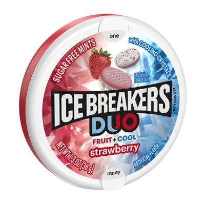 Ice Breakers Duo Fruit Plus Cool Strawberry Sugar Free Mints Tin - 1.3 Oz - Image 1