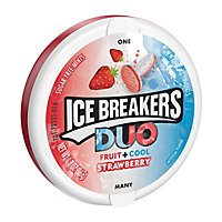 ICE BREAKERS Duo Strawberry Flavored Sugar Free Breath Mints Tin - 1.3 Oz - Image 1
